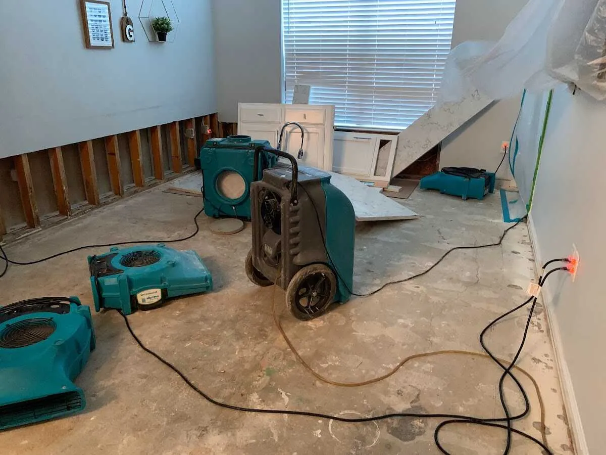 Dehumidifier in flood-cut room for Water Damage Restoration in Cullowhee